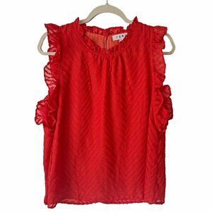THML Red Ruffle Sleeveless Lined Textured Top Women's Size Large NWT